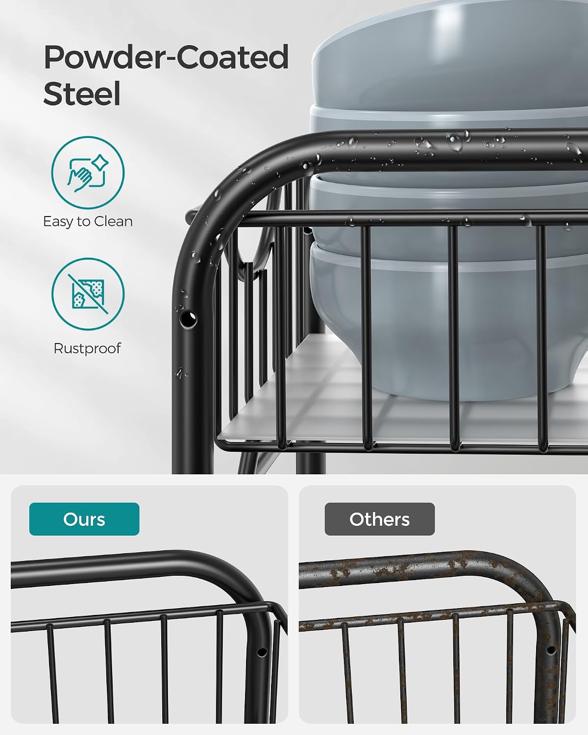 Detalle de SONGMICS UKCS017B01 Pull-Out Cabinet Organizer, 2-Tier Adjustable Steel Baskets, Ink Black