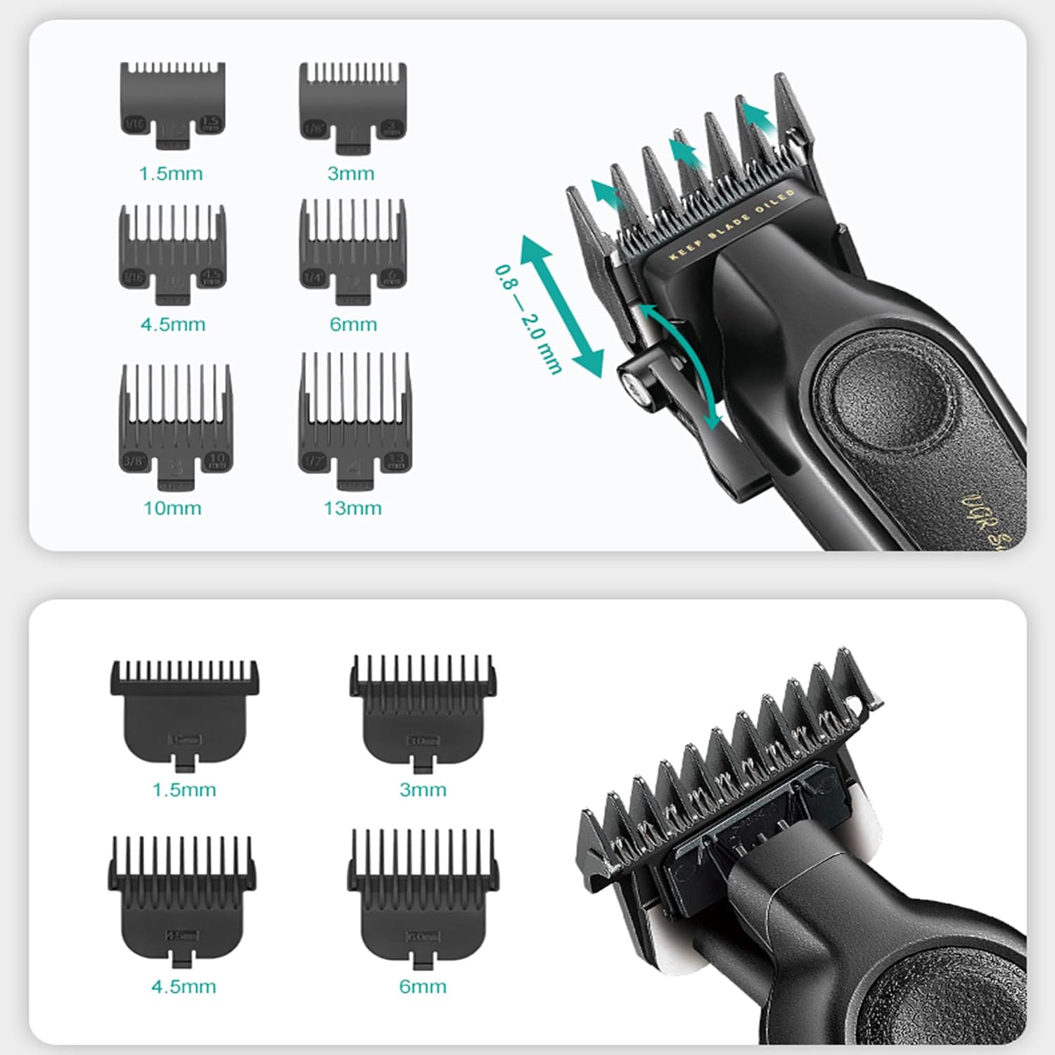 Thumbnail 2 de VGR 197 & 995 Profi Haarschneidemaschine Set – Kabelloses Metall- und Keramikklingen-System, 10 Aufsteckkämme, LED-Anzeige