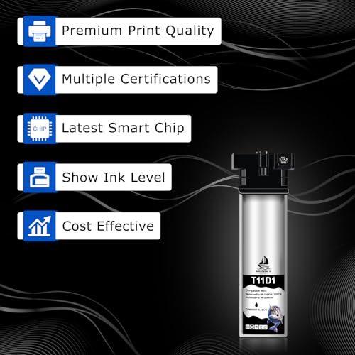 Detalle de DOUBLE D T11D Schwarz – kompatible T11D1 Patrone für Epson WorkForce Pro WF-C5390/ WF-C5890