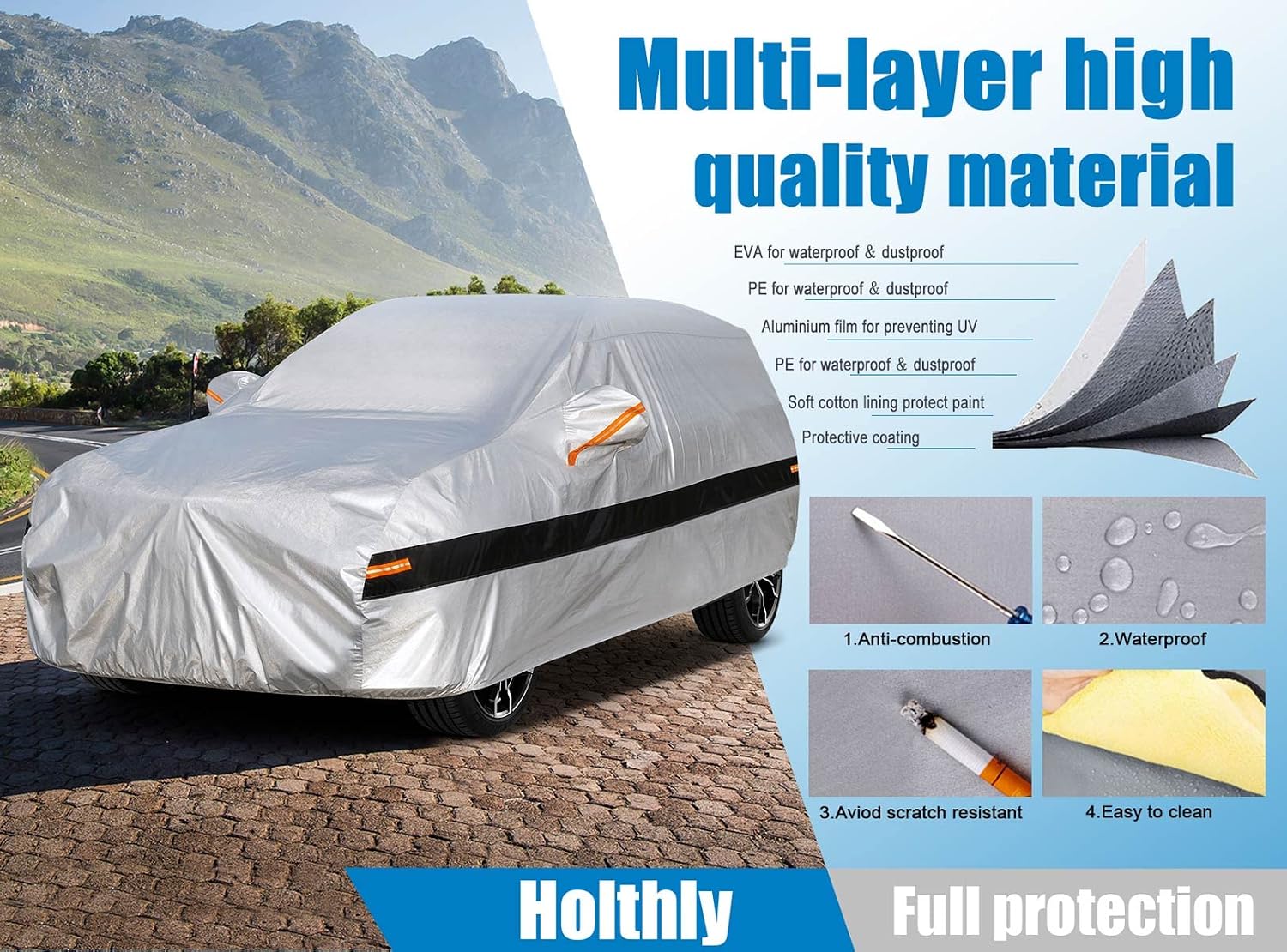 Detalle 1 de Holthly Funda Coche 10 Capas Transpirable