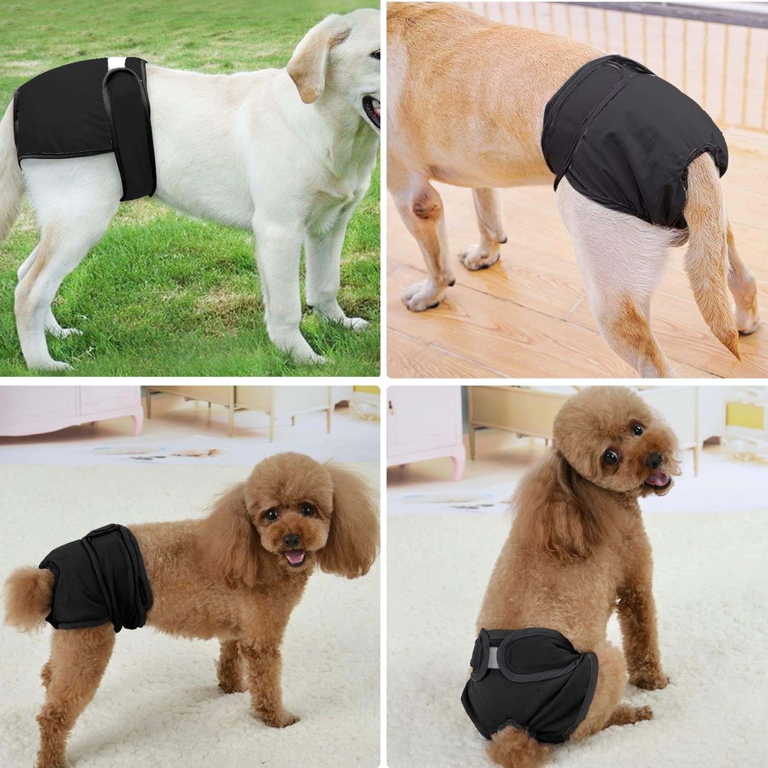 Detalle 1 de Hundewindeln waschbar & wiederverwendbar für Hündinnen – 3er Set XL, Schwarz