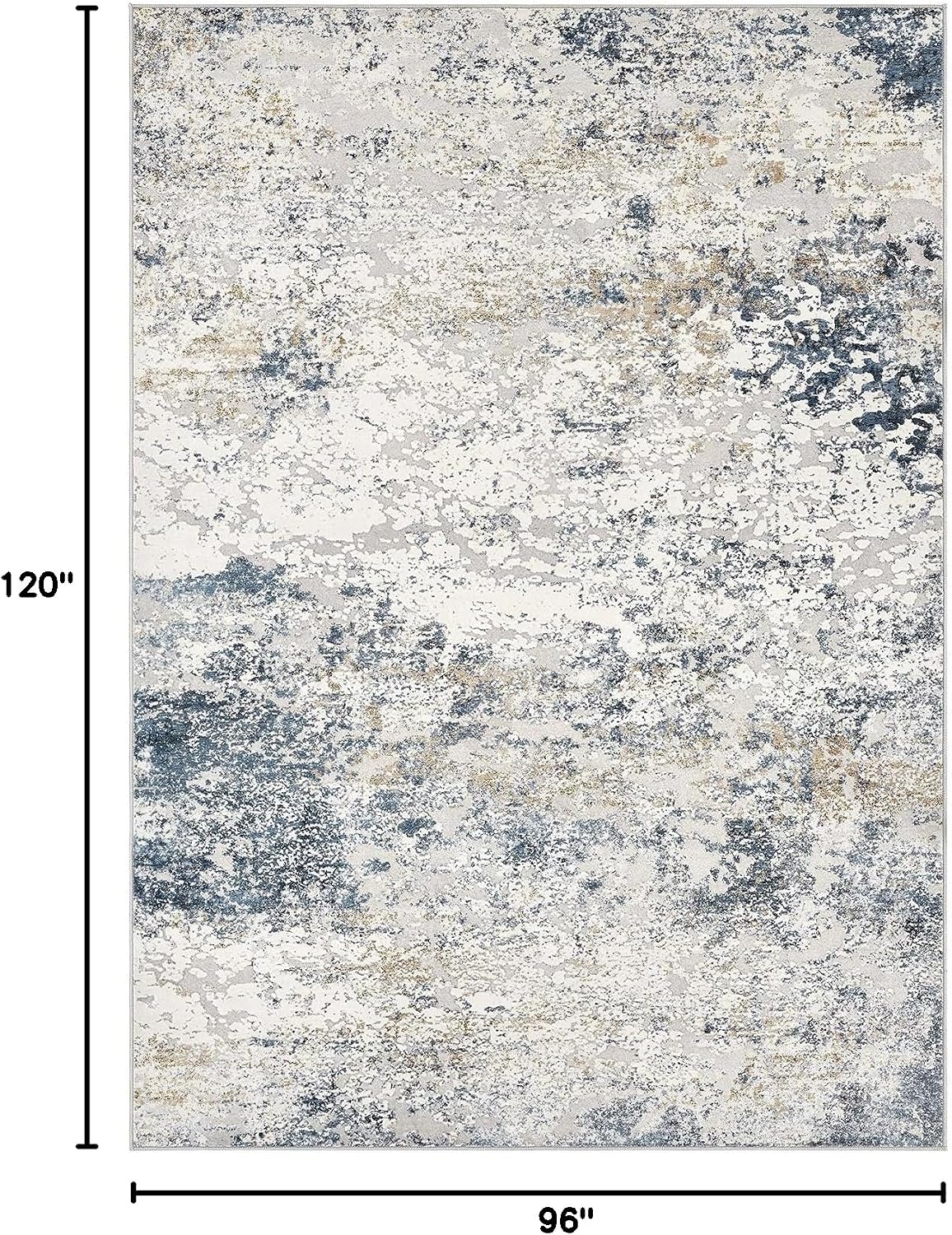Detalle 2 de DMOYEST 8x10 Abstract Low Pile Area Rug (Neutral Beige Blue) — Soft, Washable Indoor Carpet