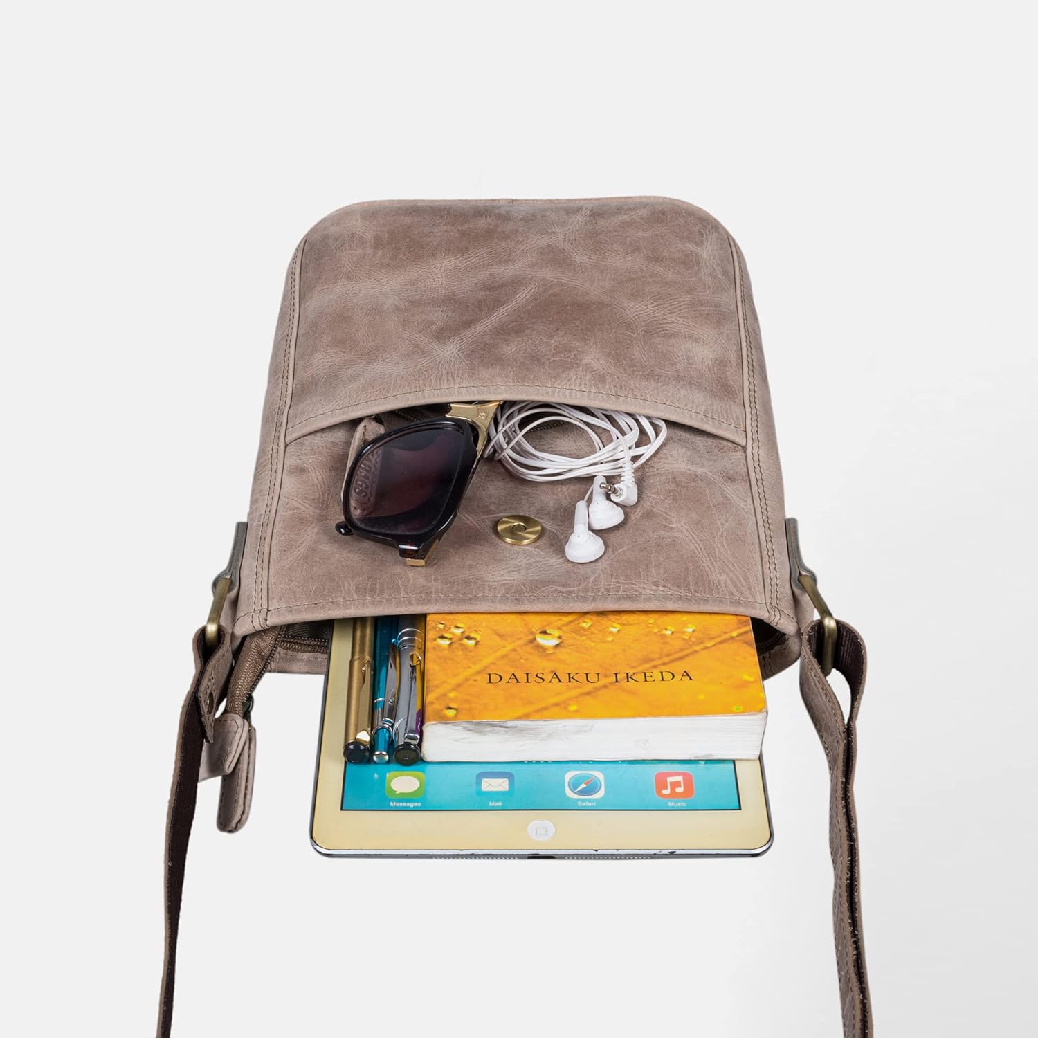 Thumbnail 5 de LEABAGS Leder Handtasche Damen „Athens“ – Premium Echtleder Umhängetasche für Arbeit, Uni, Schule