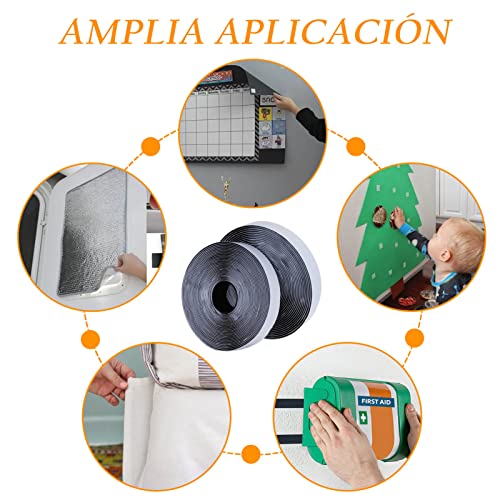 Detalle de Blooven: Cinta de gancho y lazo adhesiva 20 mm x 8 m (Negro)
