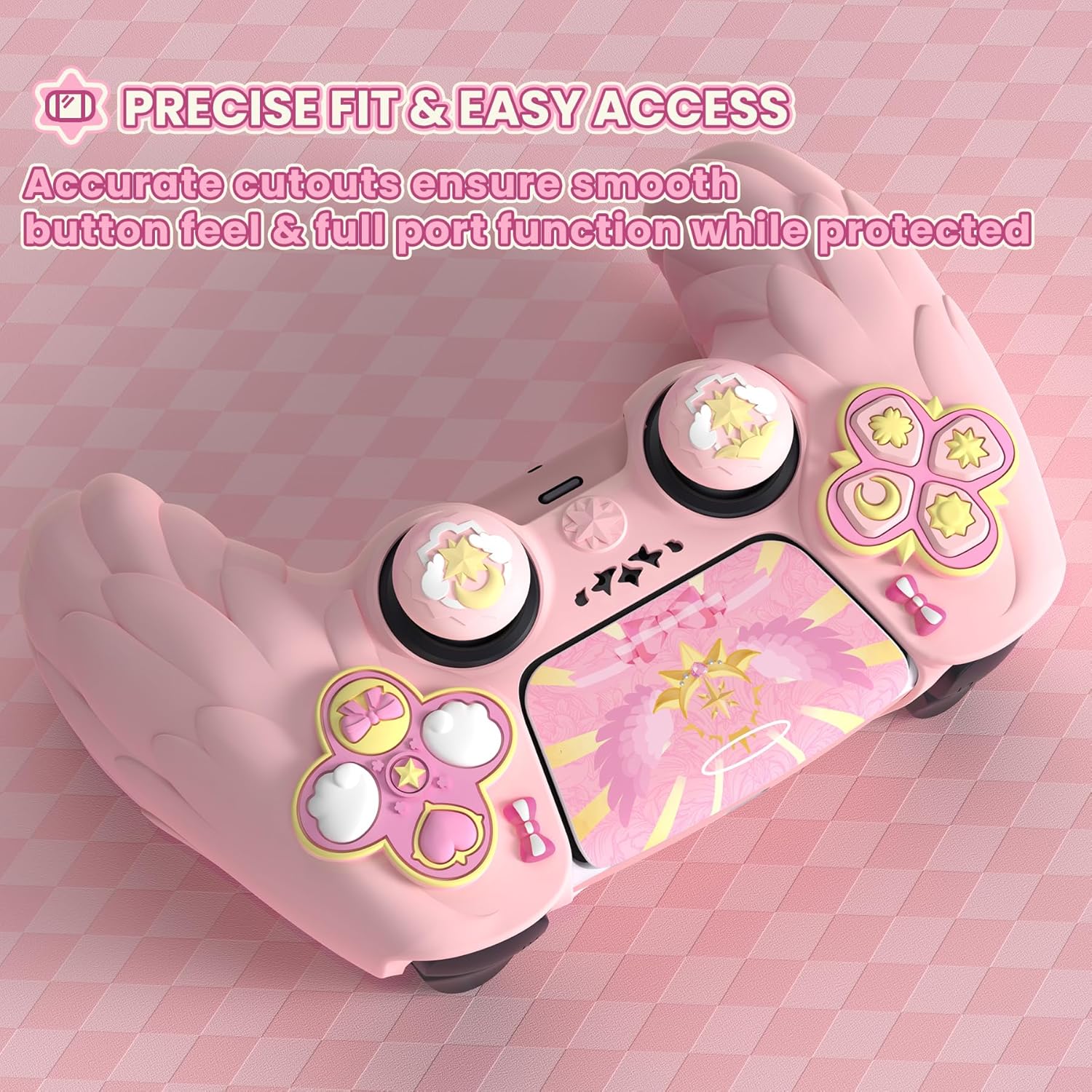Thumbnail 6 de PlayVital Magic Wings Protective Silicone Cover Skin for PS5 Controller (Pink)