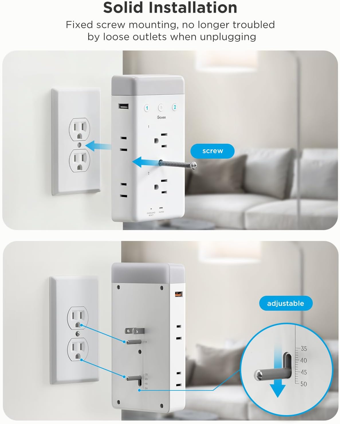 Thumbnail 5 de Govee H5089 Smart Outlet Extender with RGB Night Light, 6 Outlets and 2 USB Ports