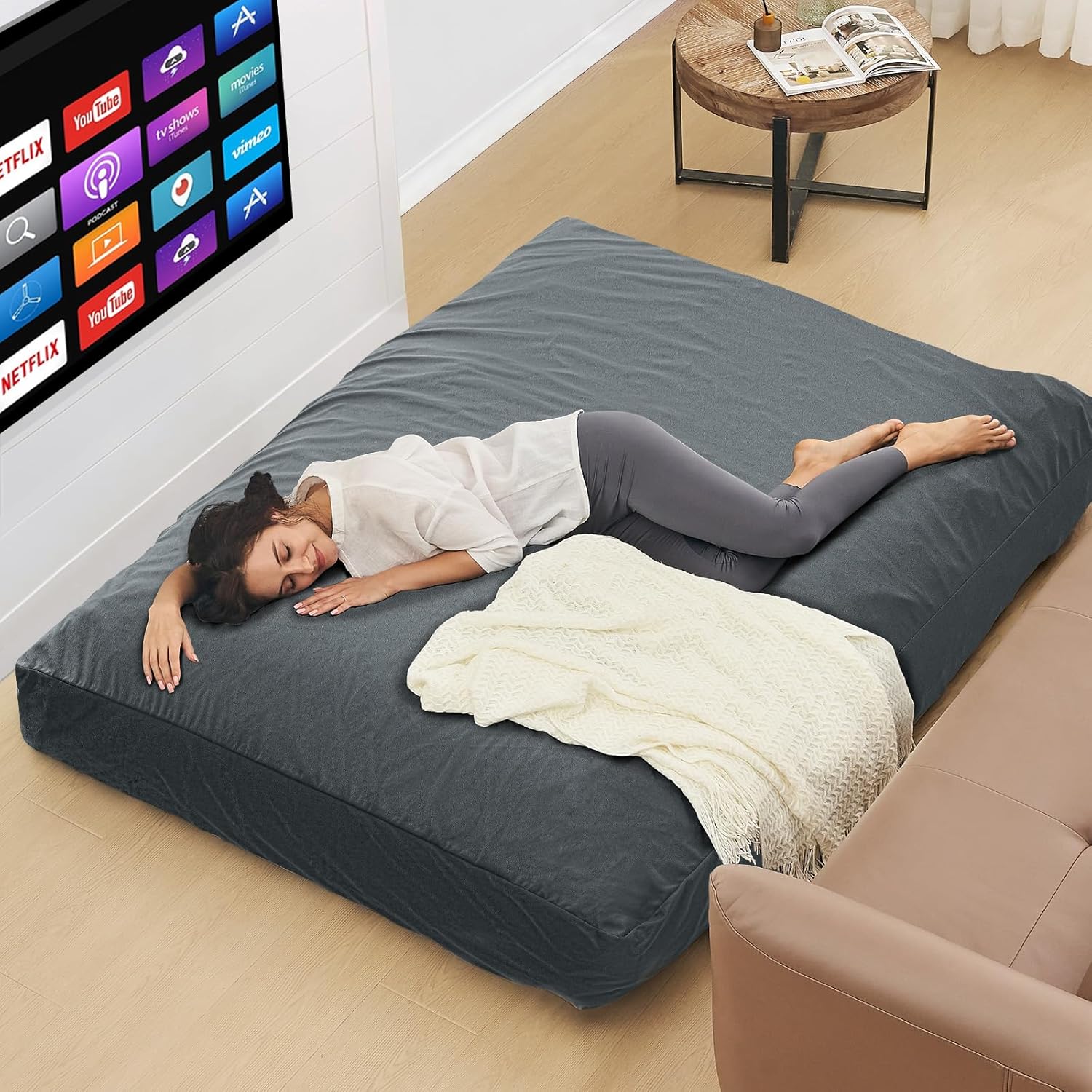 Thumbnail 1 de ILPEOD Bean Bag Chair 100% Convertible Bed