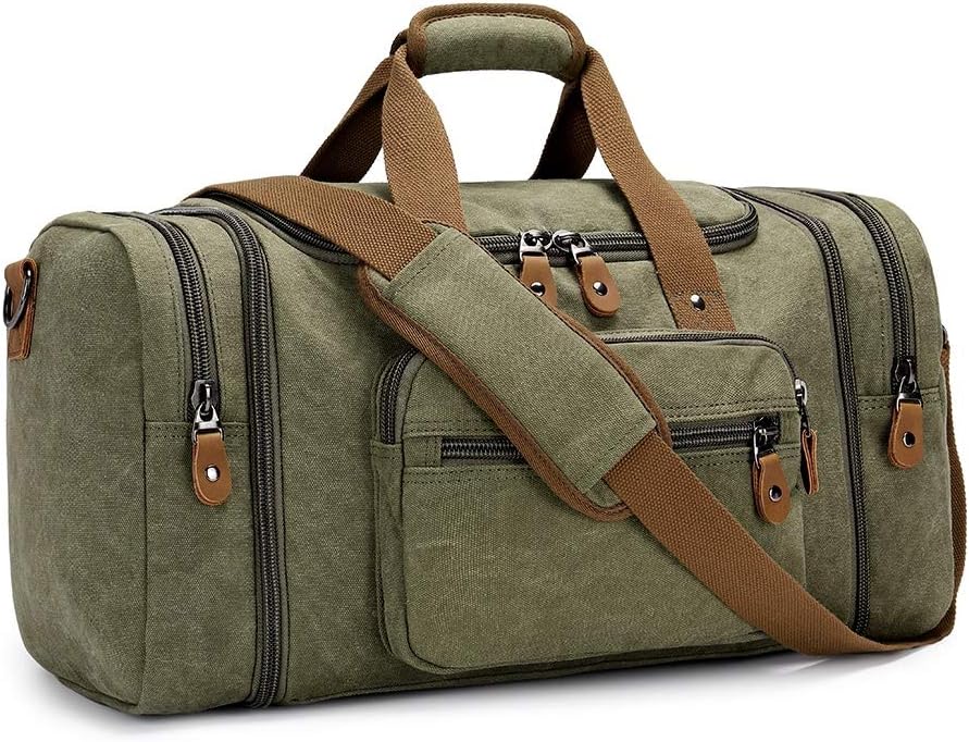 Detalle de Gonex Expandable Canvas Holdall 40L/50L – Durable Unisex Weekend Bag with Multi-Pockets