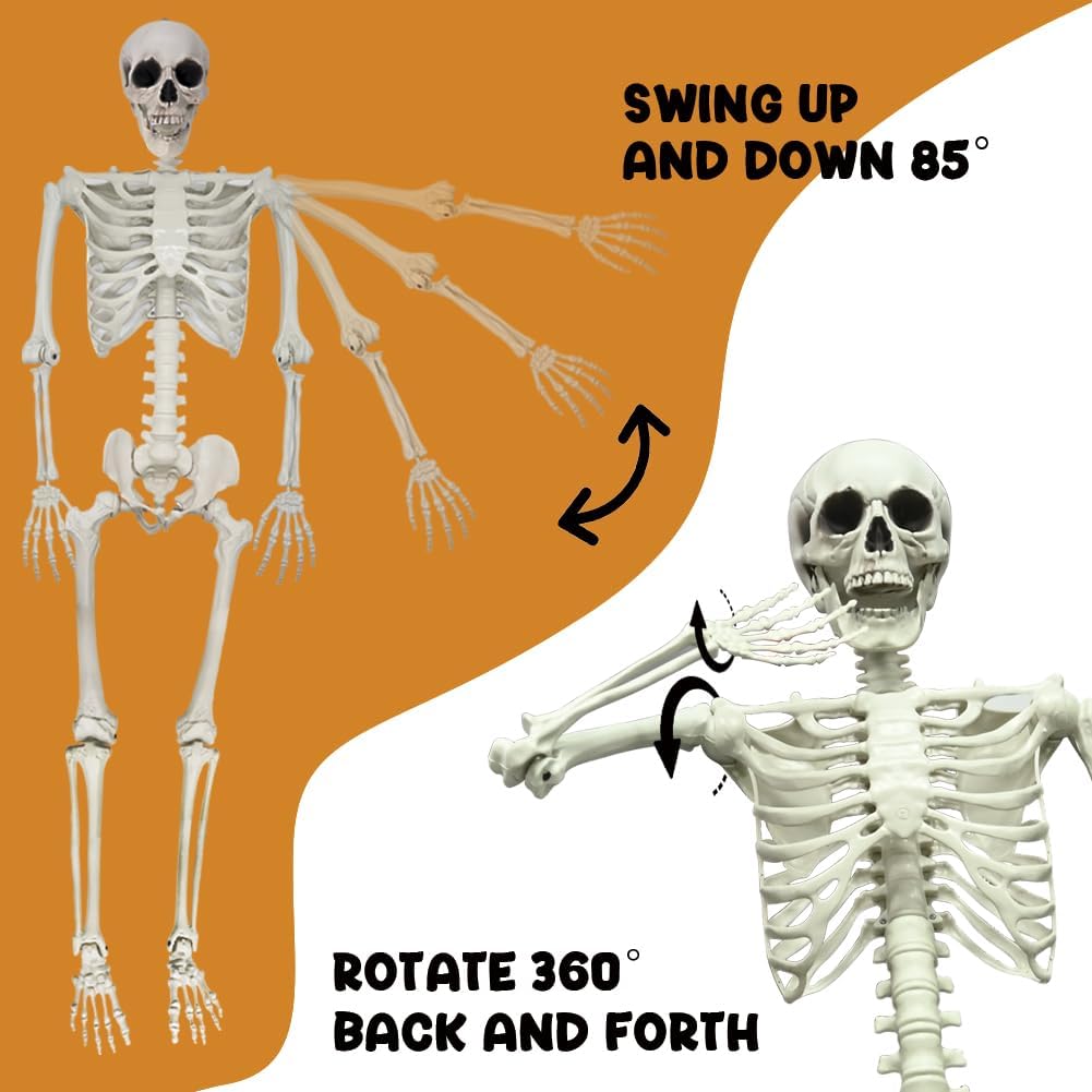 Detalle 2 de UMEELR 5.9 FT Poseable Life-Size Skeleton for Halloween Decor