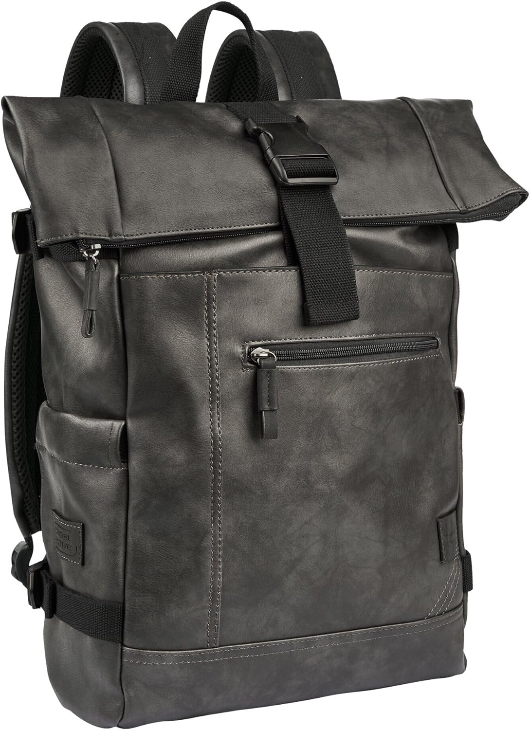 Detalle 2 de camel active Herren Rucksack mit strukturierter Optik – Braun, Rolltop, 21 L