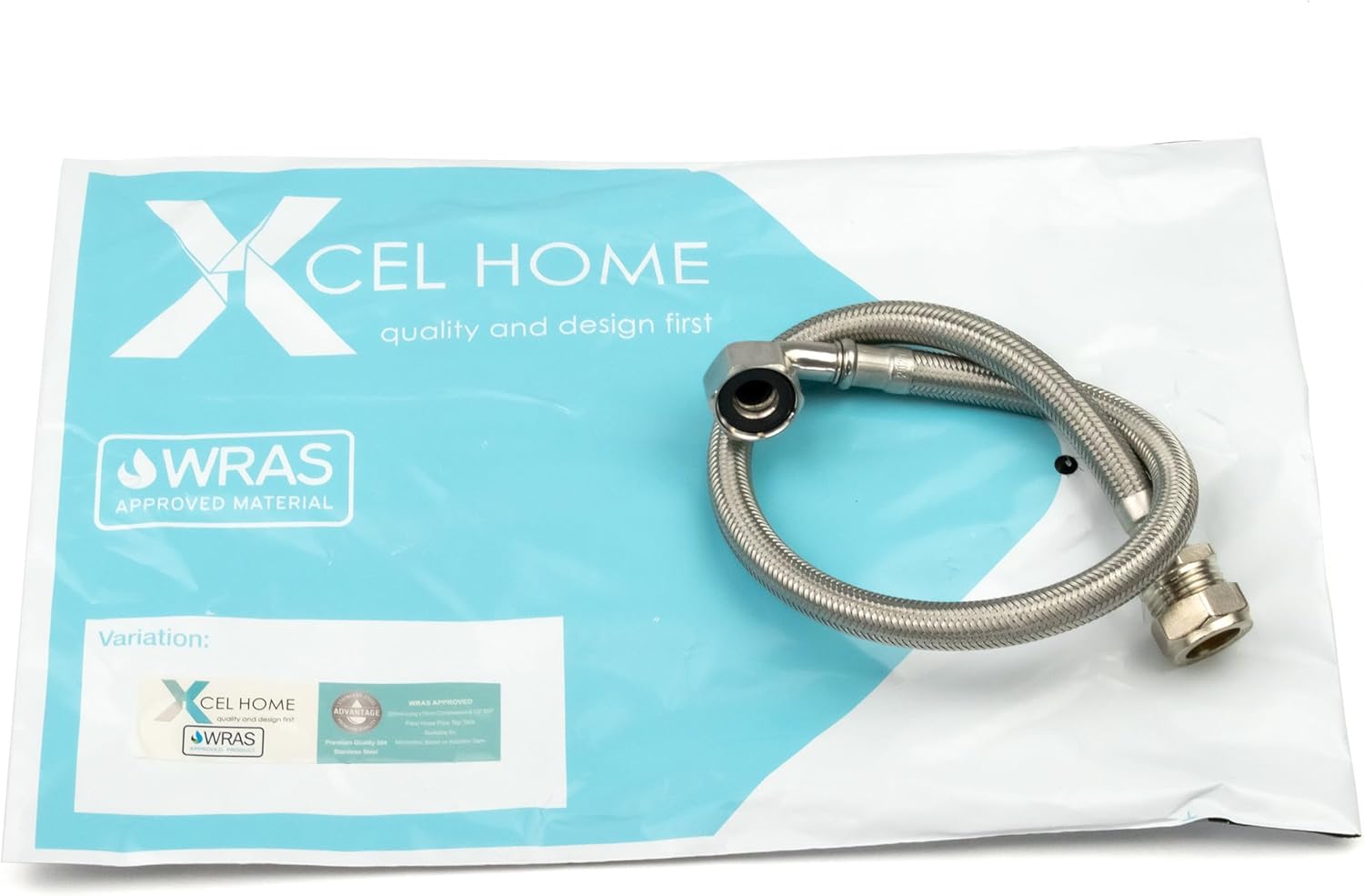 Detalle 2 de Xcel Home 1x WRAS Approved Elbow (90°) 1/2 x 15mm Compression x 500mm Flexible Pipe Connectors