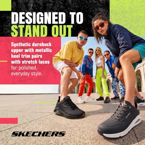 Detalle de Skechers Donna Uno Shimmer Away Trainers - Durabuck Nero con zeppa, 37.5 EU