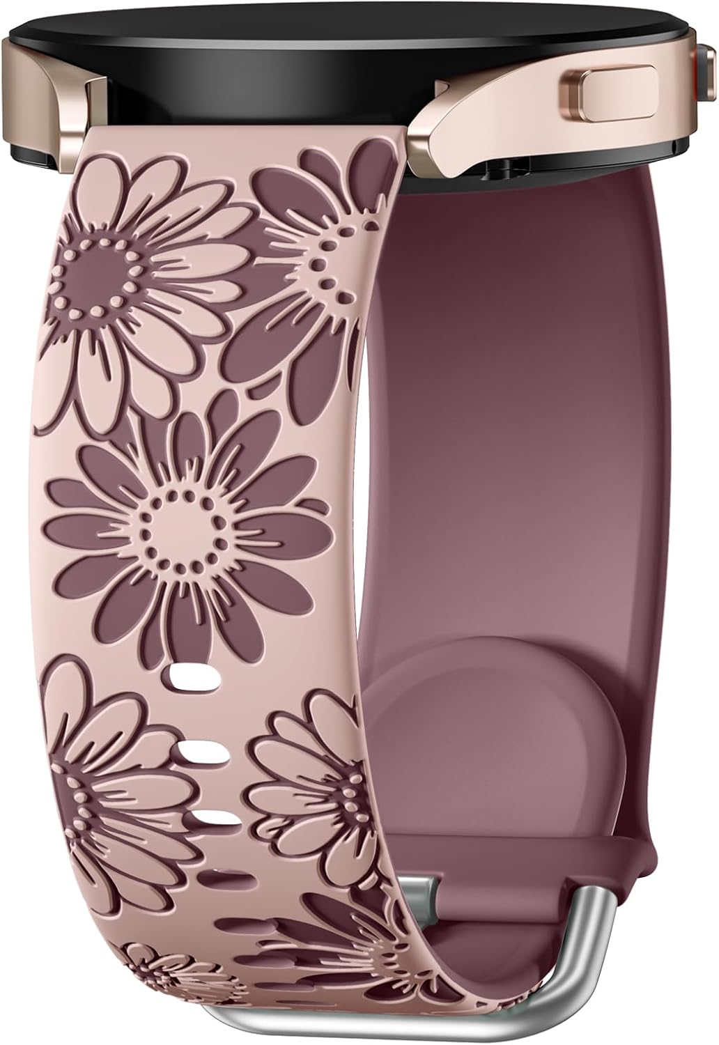 Detalle de Netolo SG-20-Sunflower-PinkPurple – silikonowy pasek 20 mm z grawerem kwiatowym