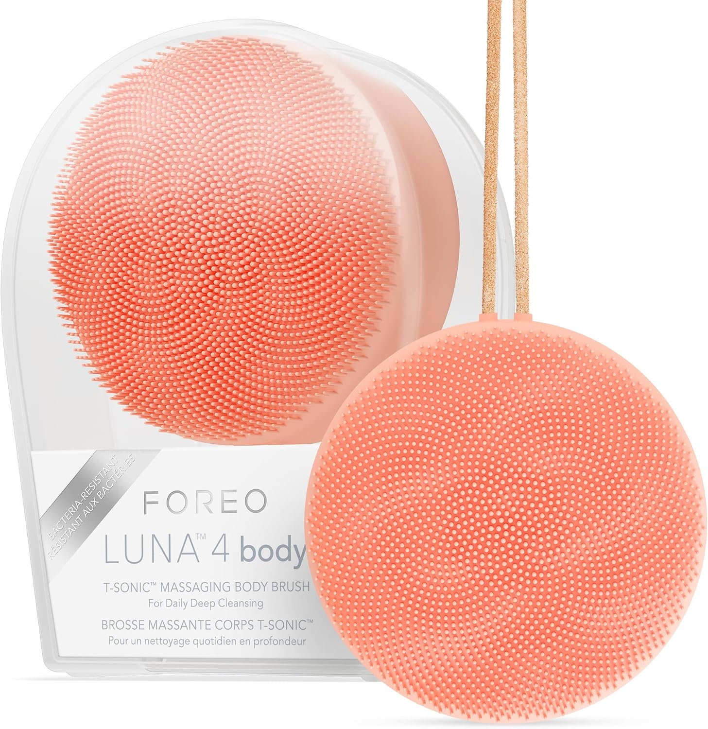 FOREO LUNA 4 body Peach Perfect : brosse exfoliante corps en silicone, pratique et étanche