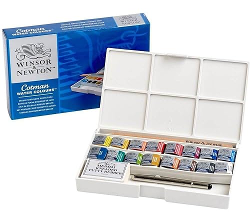Detalle de Winsor & Newton Cotman Sketcher Deluxe – Caja de 16 medio godets