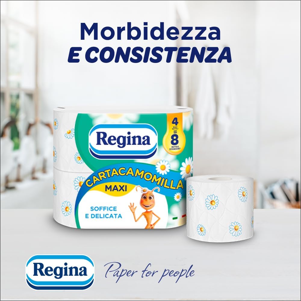 Detalle de Regina Cartacamomilla: 60 rotoli di carta igienica a 3 veli, morbidezza e profumo delicato (FSC)
