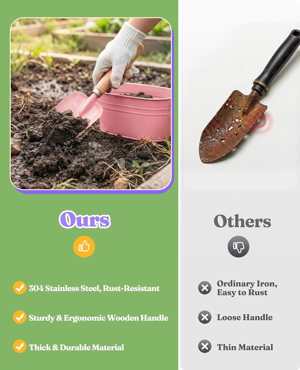 Thumbnail 6 de Floraxa 8Pcs Kids Gardening Set: Real Metal Tools with Wooden Handles & Metal Basket