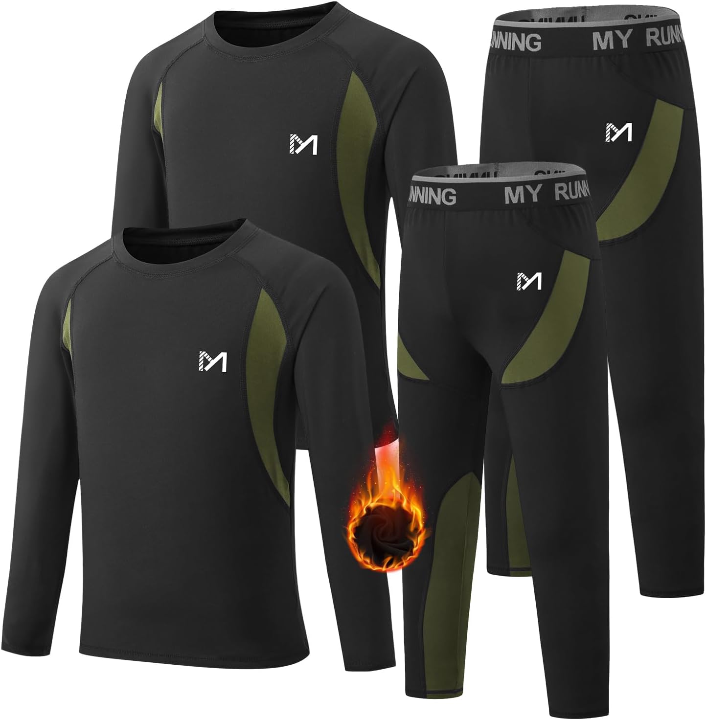 Detalle de MEETYOO Boys' Thermal Underwear Set, 2/4 PCS Fleece-Lined Compression Base Layer