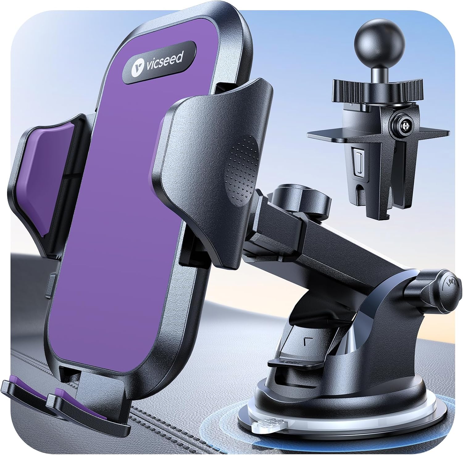 Imagen de VICSEED Purple Phone Holder for Your Car — Upgraded True Military-Grade Strongest Suction, 360° Pivot en OfertitasTOP