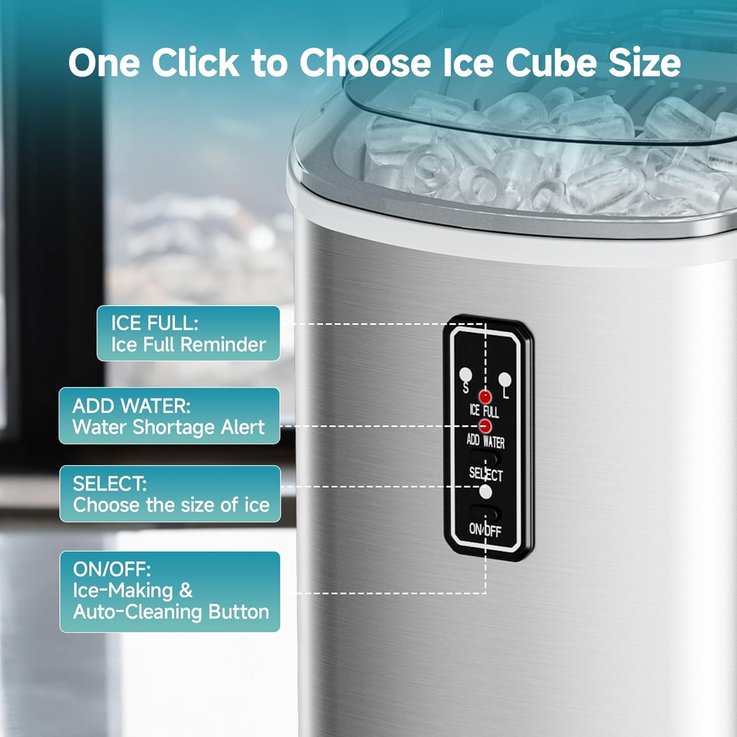 Thumbnail 3 de EUHOMY Ice Maker Machine with Self-Cleaning – 12 kg/Day, 2 Cube Sizes, Portable Countertop