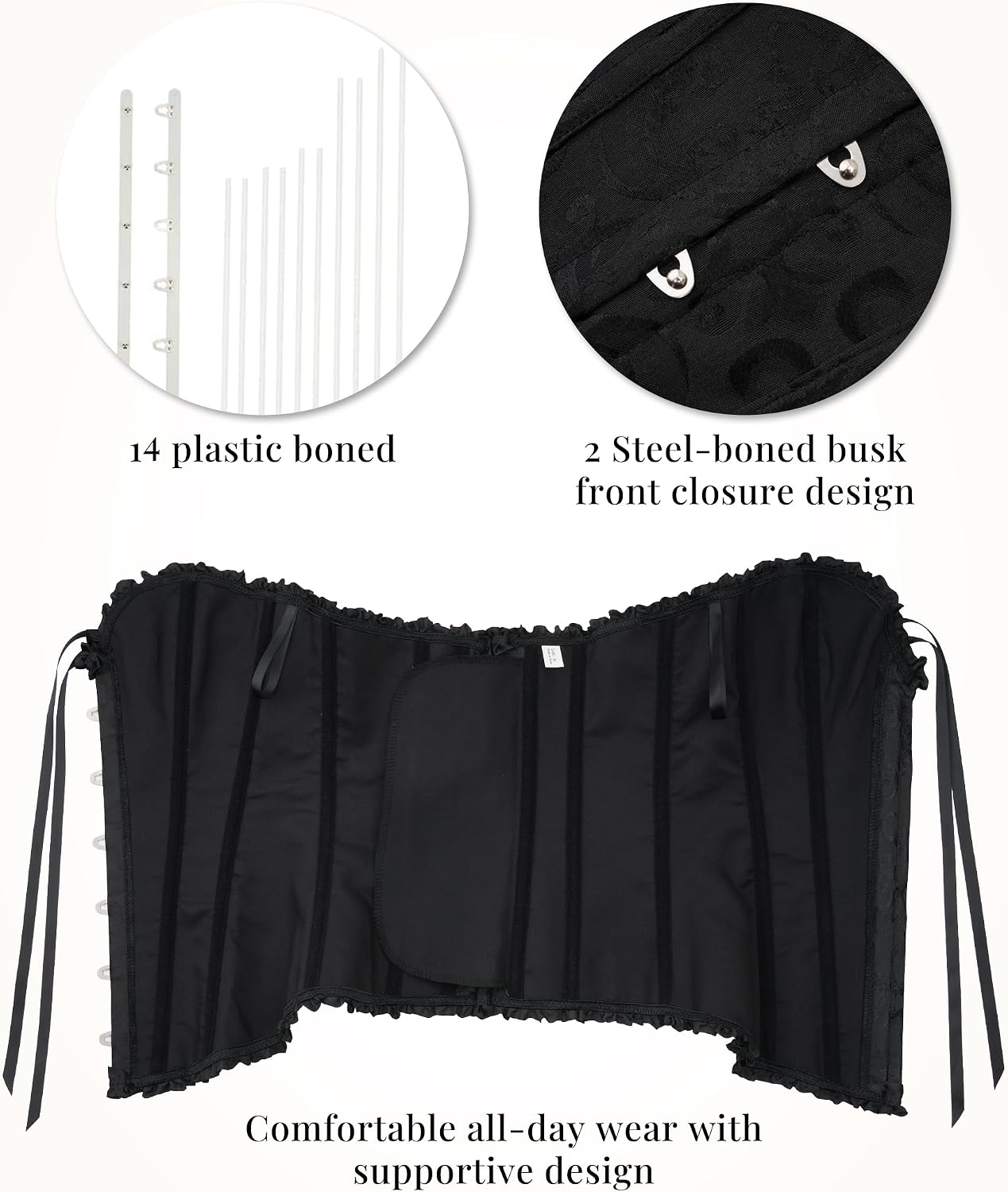 Thumbnail 4 de SZIVYSHI G819 Corset Top for Women, Lace-Waist Push-Up Bodysuit