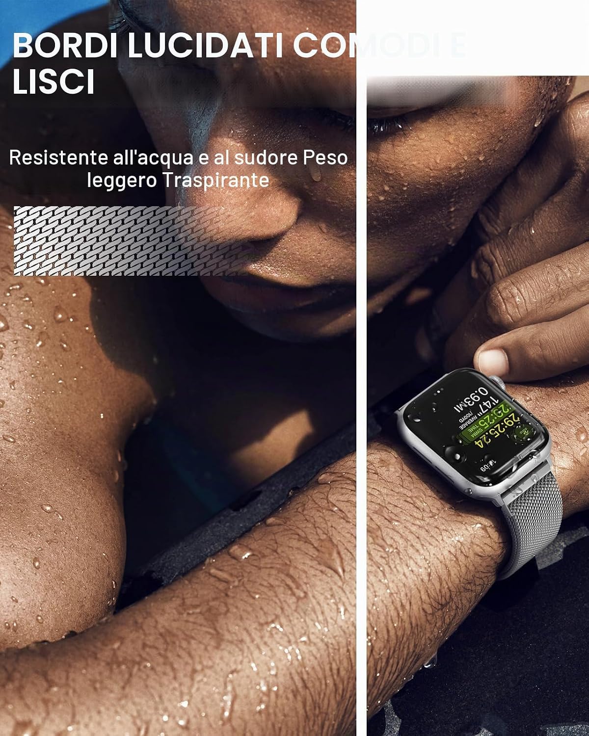 Detalle de OULUOQI Cinturino di ricambio in acciaio inox per Apple Watch: stile milanese e magnetico