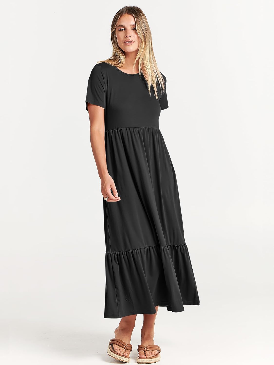 Thumbnail 2 de ANRABESS 2026 Summer Casual Maxi Dress — A-Line Tiered Flowy Dress with Pockets