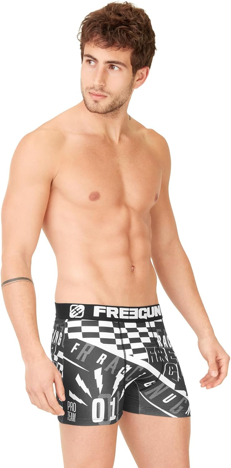 Detalle 2 de FREEGUN Caleçon Boxer Homme Sport – Lot de 5, Noir MLT (L)