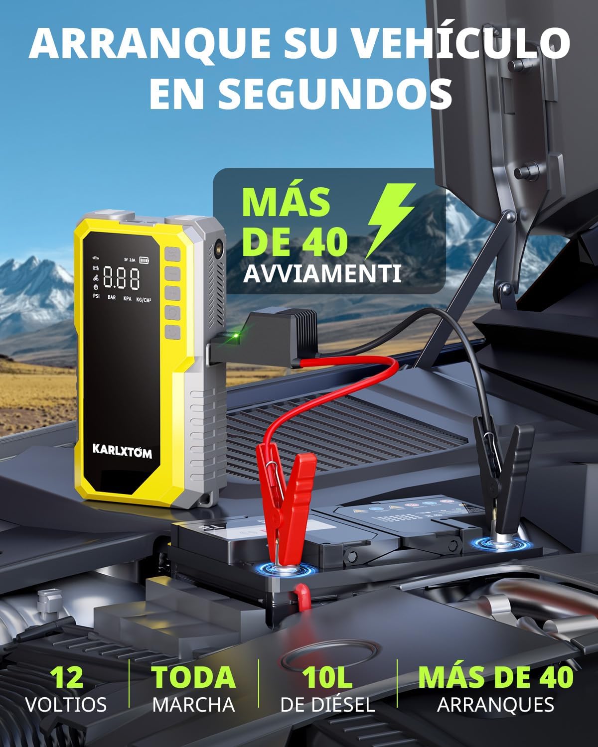 Detalle 2 de Karlxtom Arrancador 4500A coche