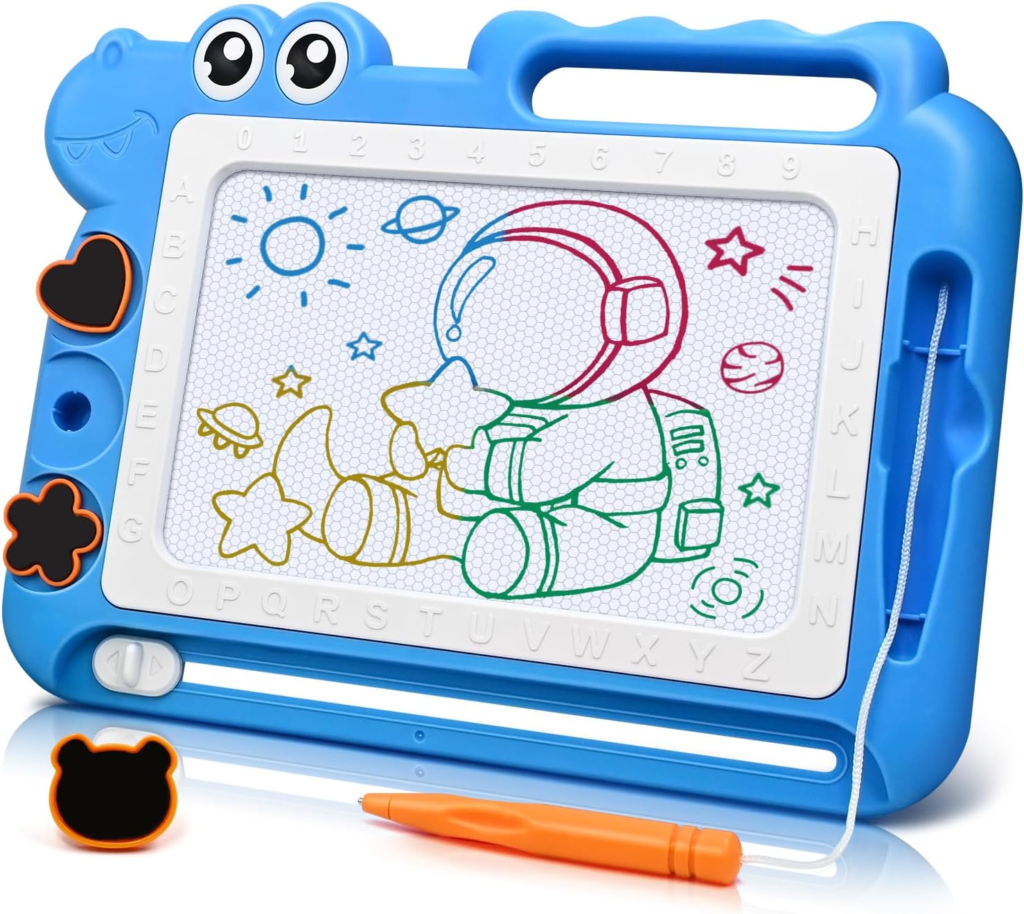 Detalle de AiTuiTui Dinosaurier Maltafel Zaubertafel – Magnetische Zeichentafel für Kinder von 3–7 Jahren (Blau)
