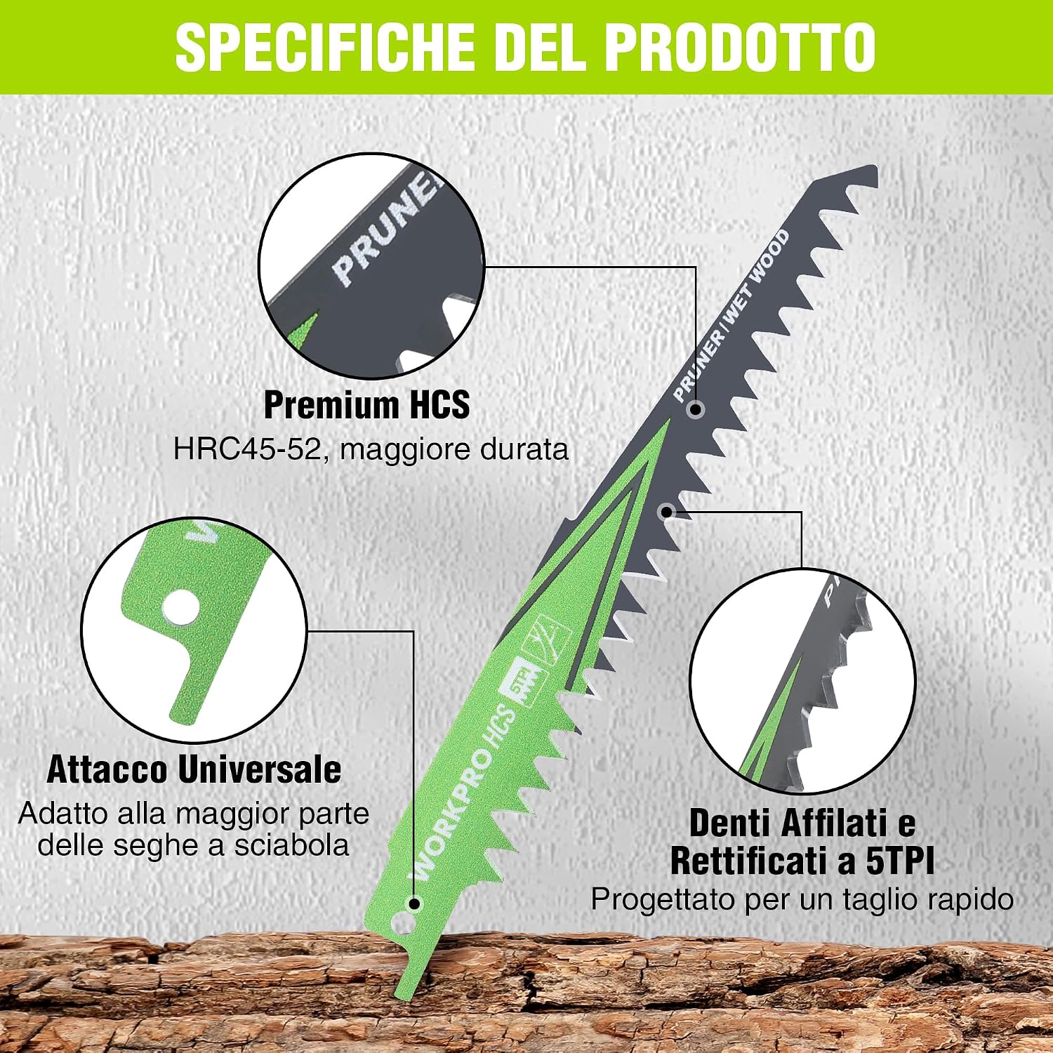 Detalle de WORKPRO Lame per Sega 152 mm 5 pezzi