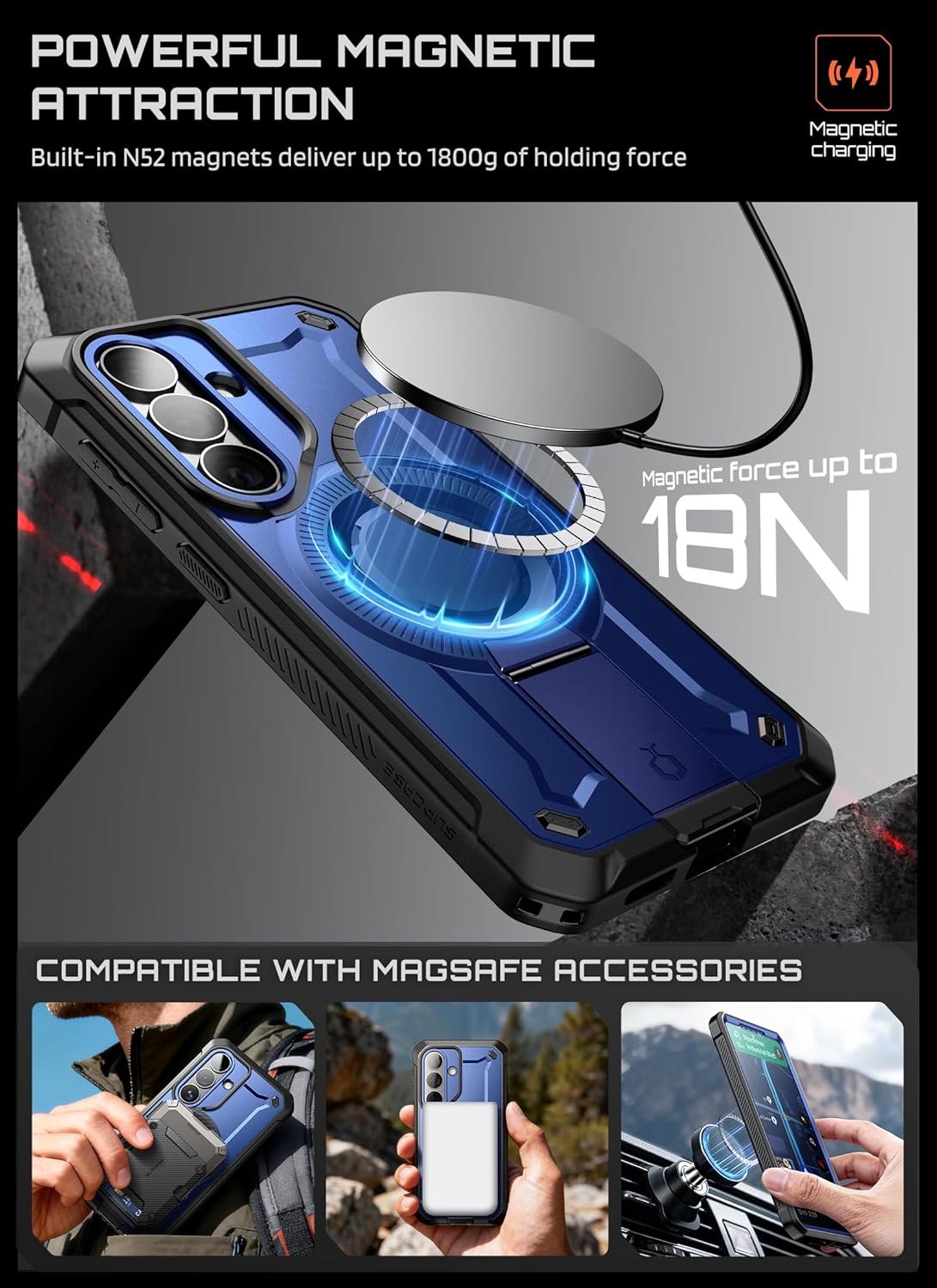 Thumbnail 3 de SUPCASE SUP-Galaxy2026-S26-MagPro-SP-2Set-Black Galaxy S26 Case with Kickstand