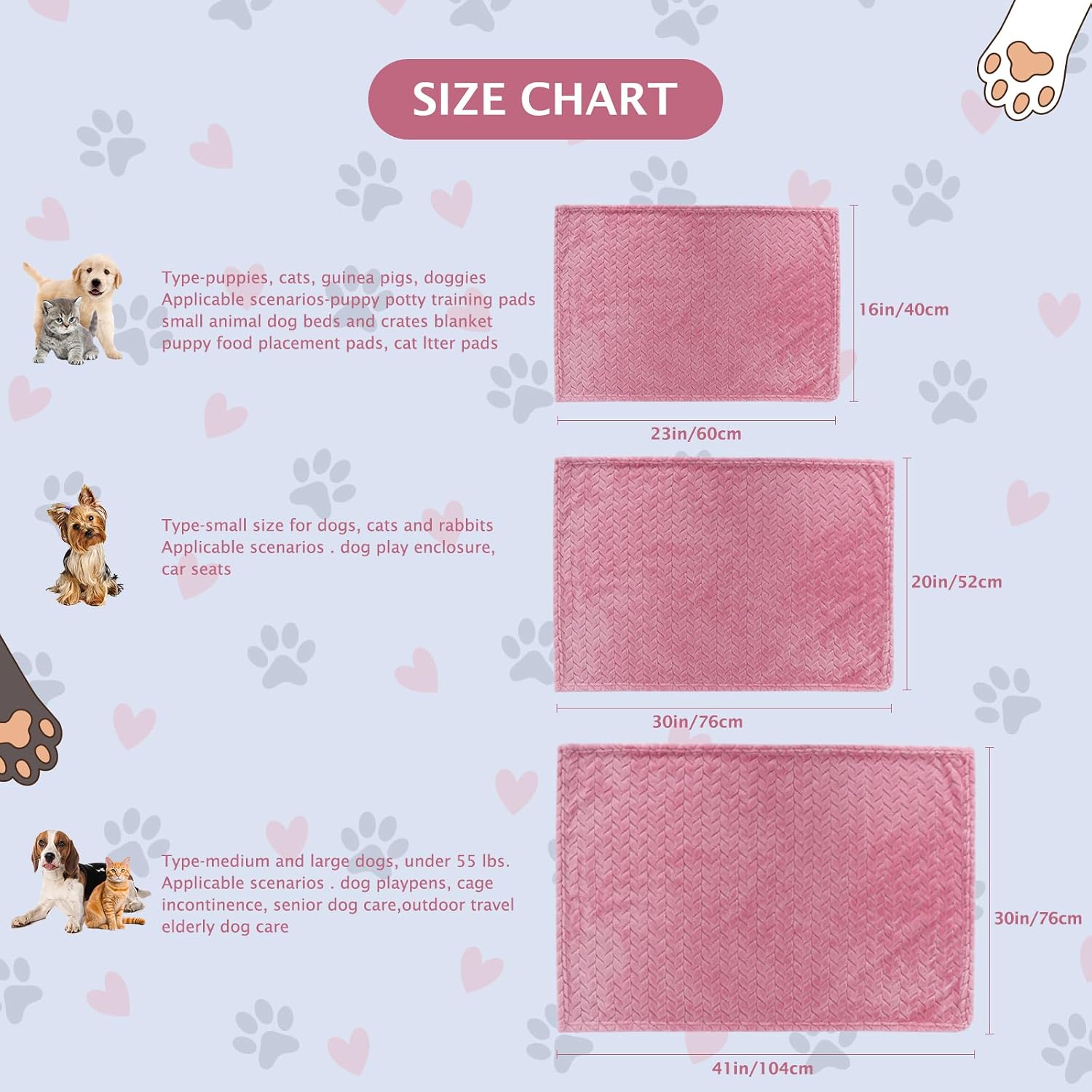 Thumbnail 6 de BVAGSS Couverture pour Chien et Chaton (6 pièces, 60x40 cm), flanelle moelleuse lavable – motif oreilles de blé