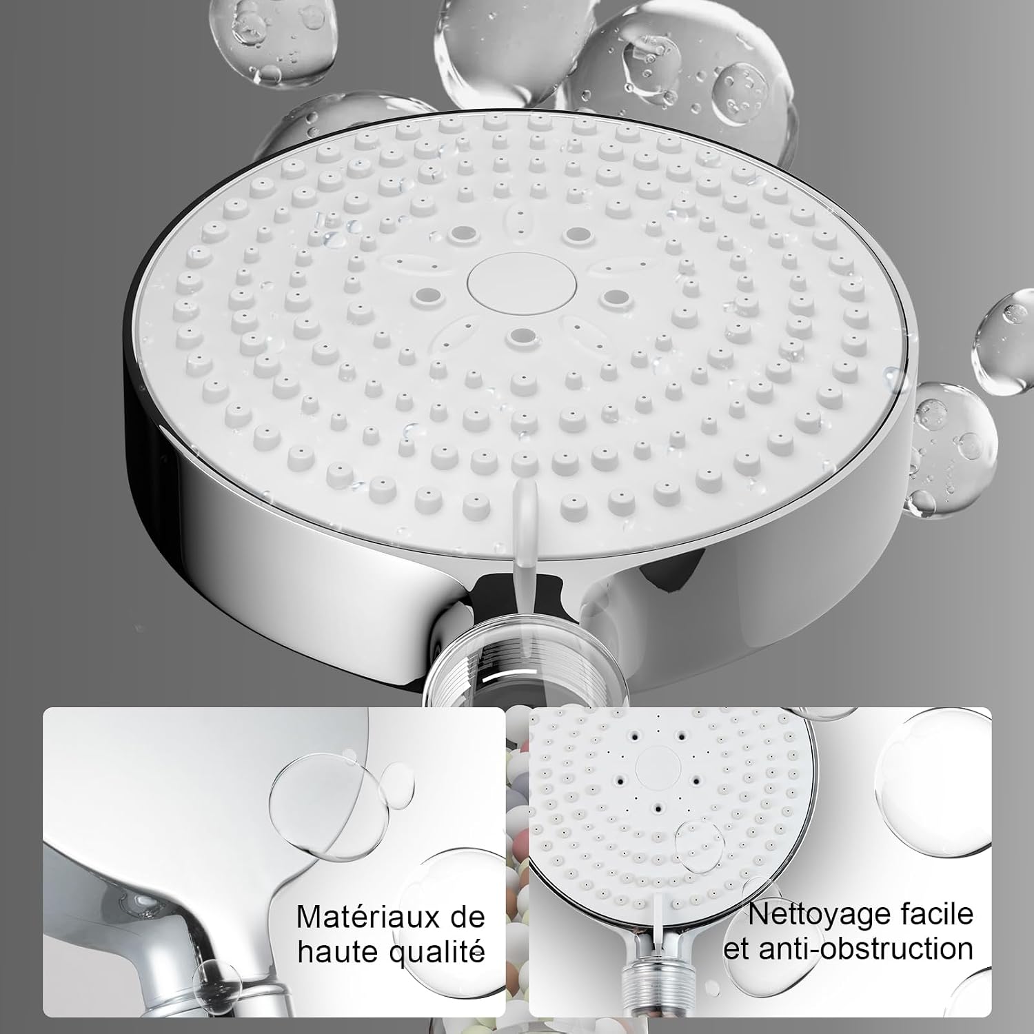 Thumbnail 4 de OFFO Pommeau de Douche Anti Calcaire 6 Jets Chrome