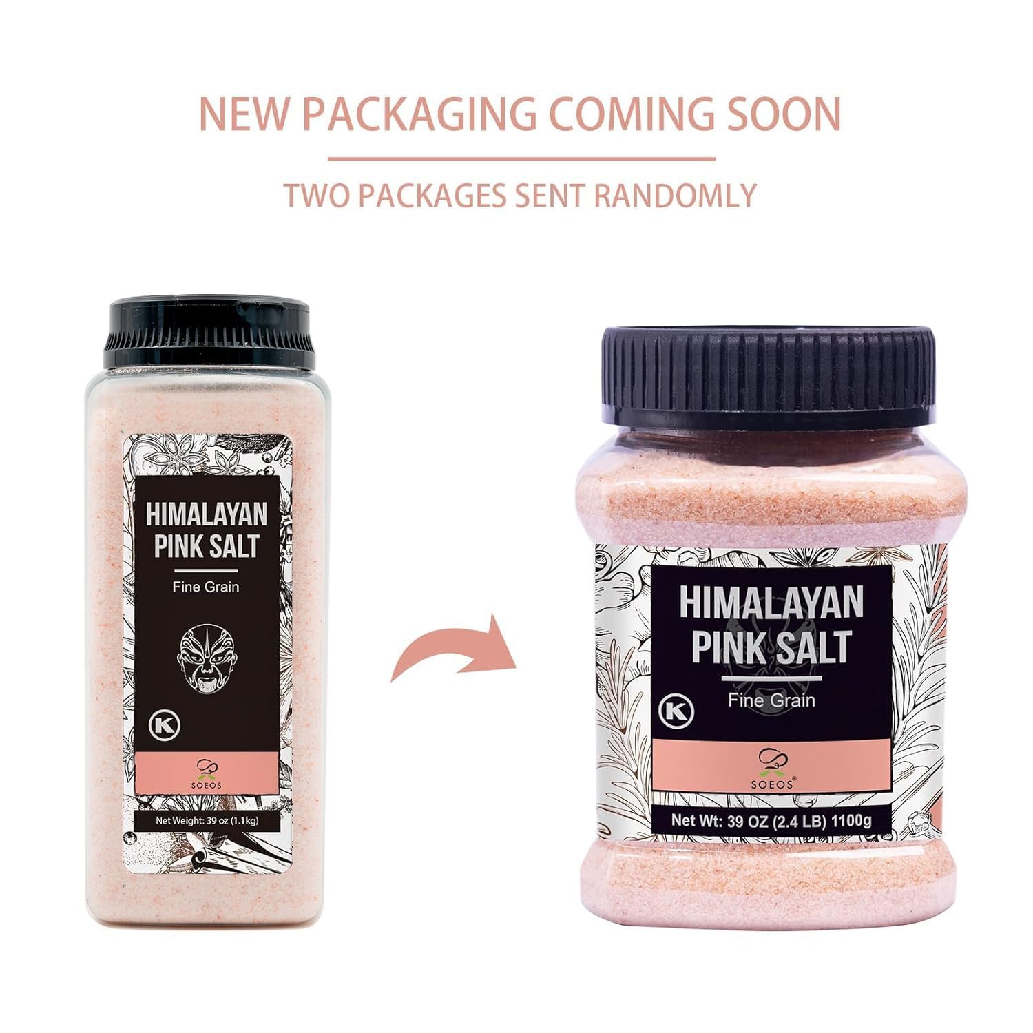 Detalle de Soeos H-091 Himalayan Pink Salt, Fine Grain, 39 oz Bottle