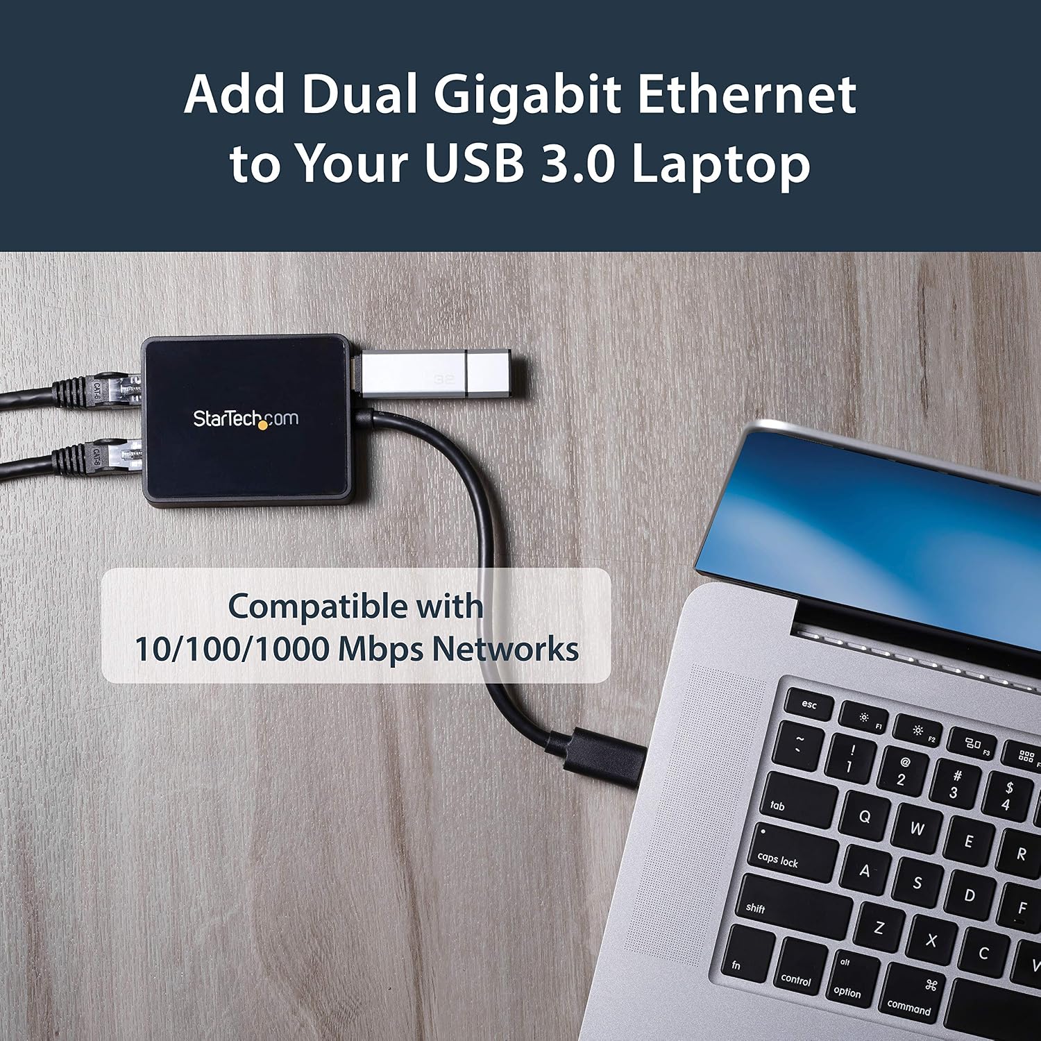 Detalle de StarTech.com USB 3.0 auf Dual Port Gigabit Ethernet LAN Adapter mit USB-Durchleitung