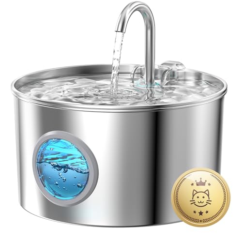Detalle de Fontanella per Gatti GIOTOHUN in acciaio 2,2 L – Dispenser acqua automatico con filtro e spugna