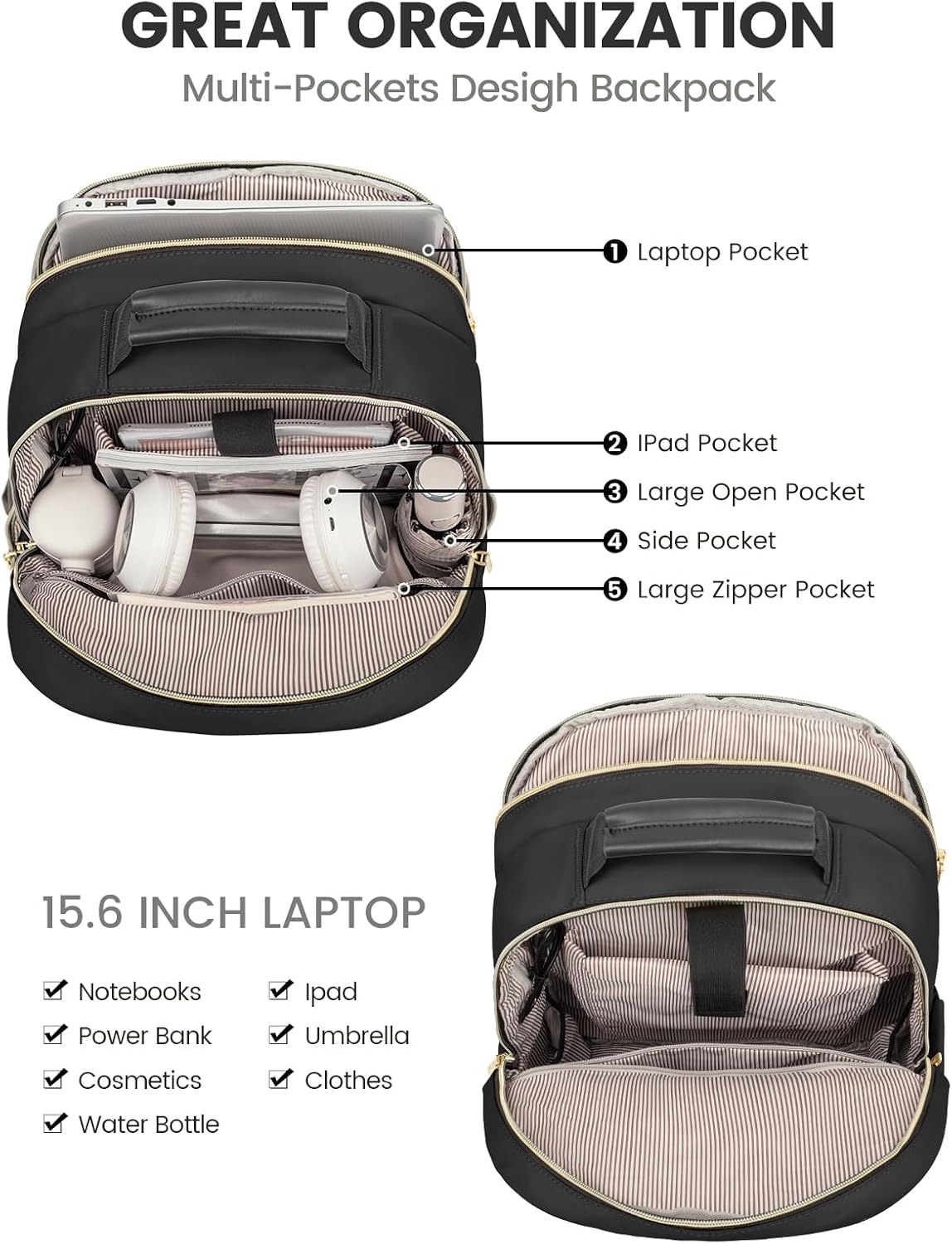 Thumbnail 2 de LOVEVOOK Laptop Backpack Purse 15.6 in