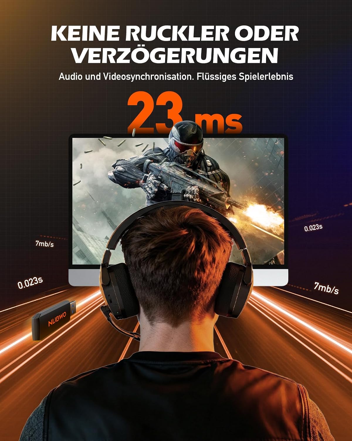 Thumbnail 4 de NUBWO G06 Gaming-Headset 2,4 GHz + Bluetooth, 100 Std.