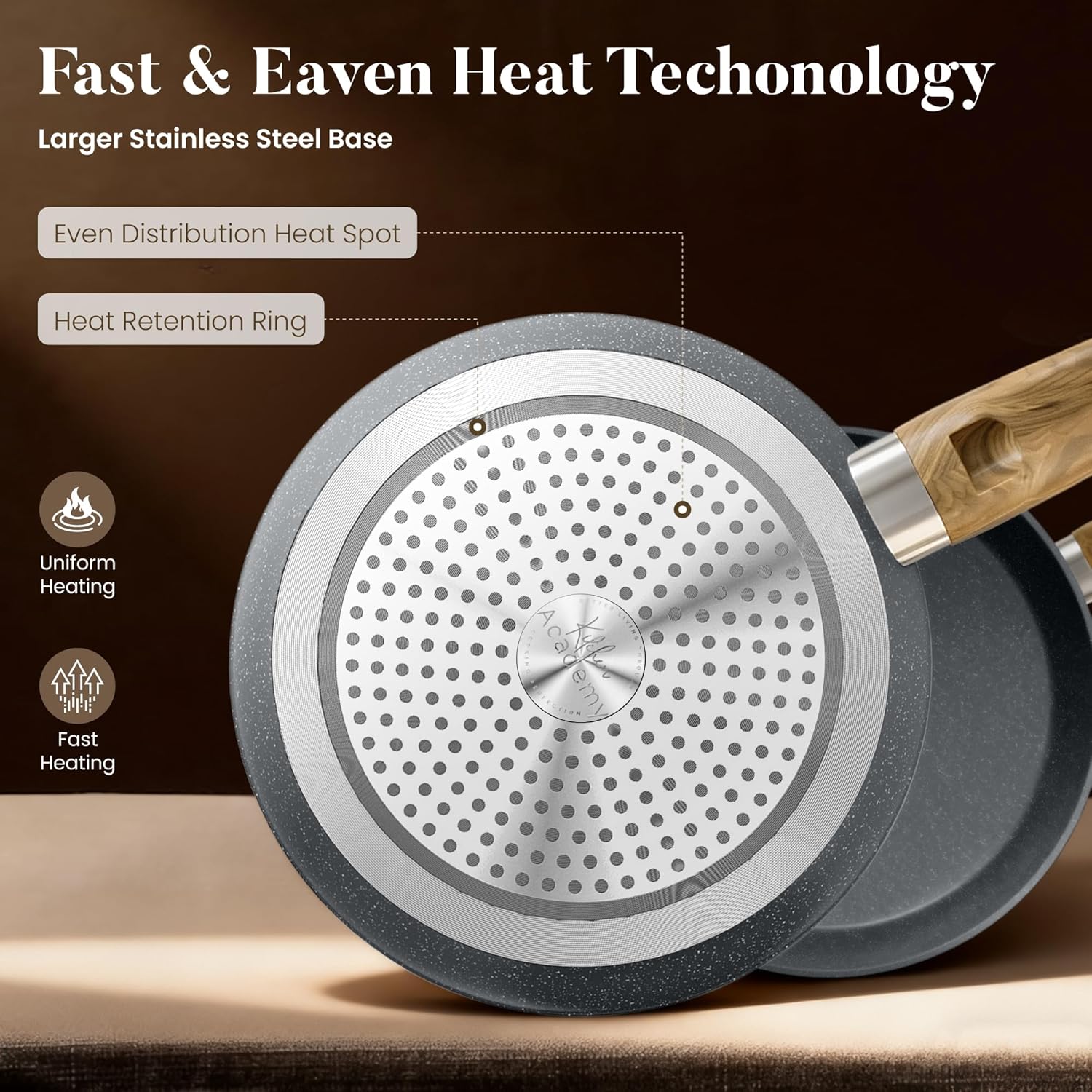 Thumbnail 6 de Kitchen Academy Induction Hob Pans and Pots Set: 12-Piece Non-Stick Granite Cookware