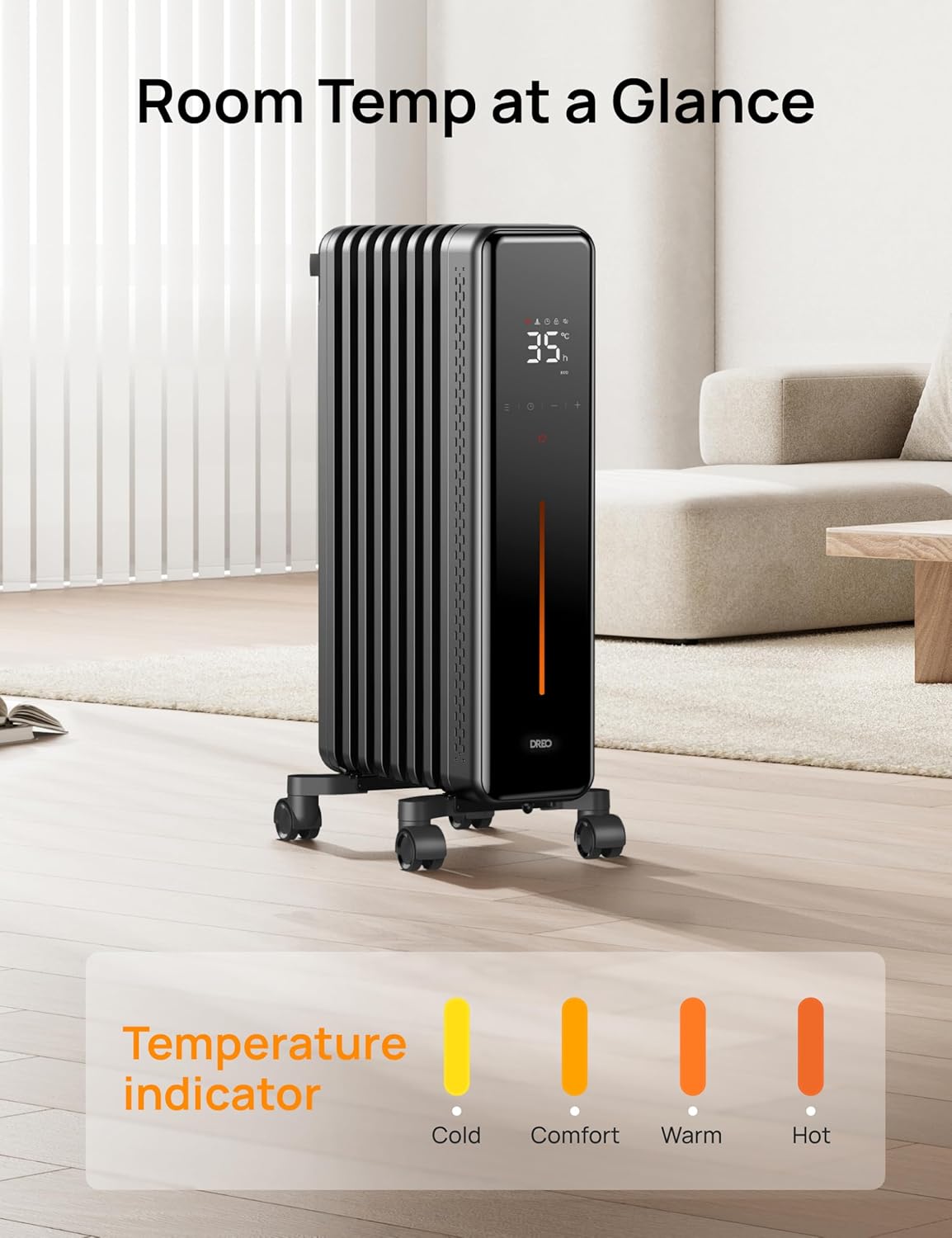Detalle 2 de Dreo OH521 2000W oil-filled radiator with thermostat