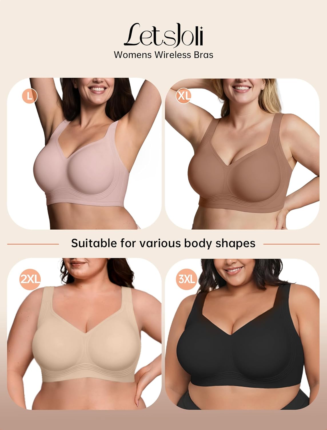 Detalle de LetsJoli Wireless Jelly Bra with 4-Layer Support for Fuller Figures