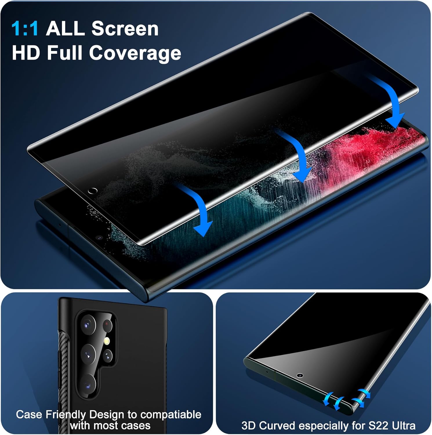Thumbnail 4 de Arshek Galaxy S22 Ultra Privacy Screen Protector 2-pack
