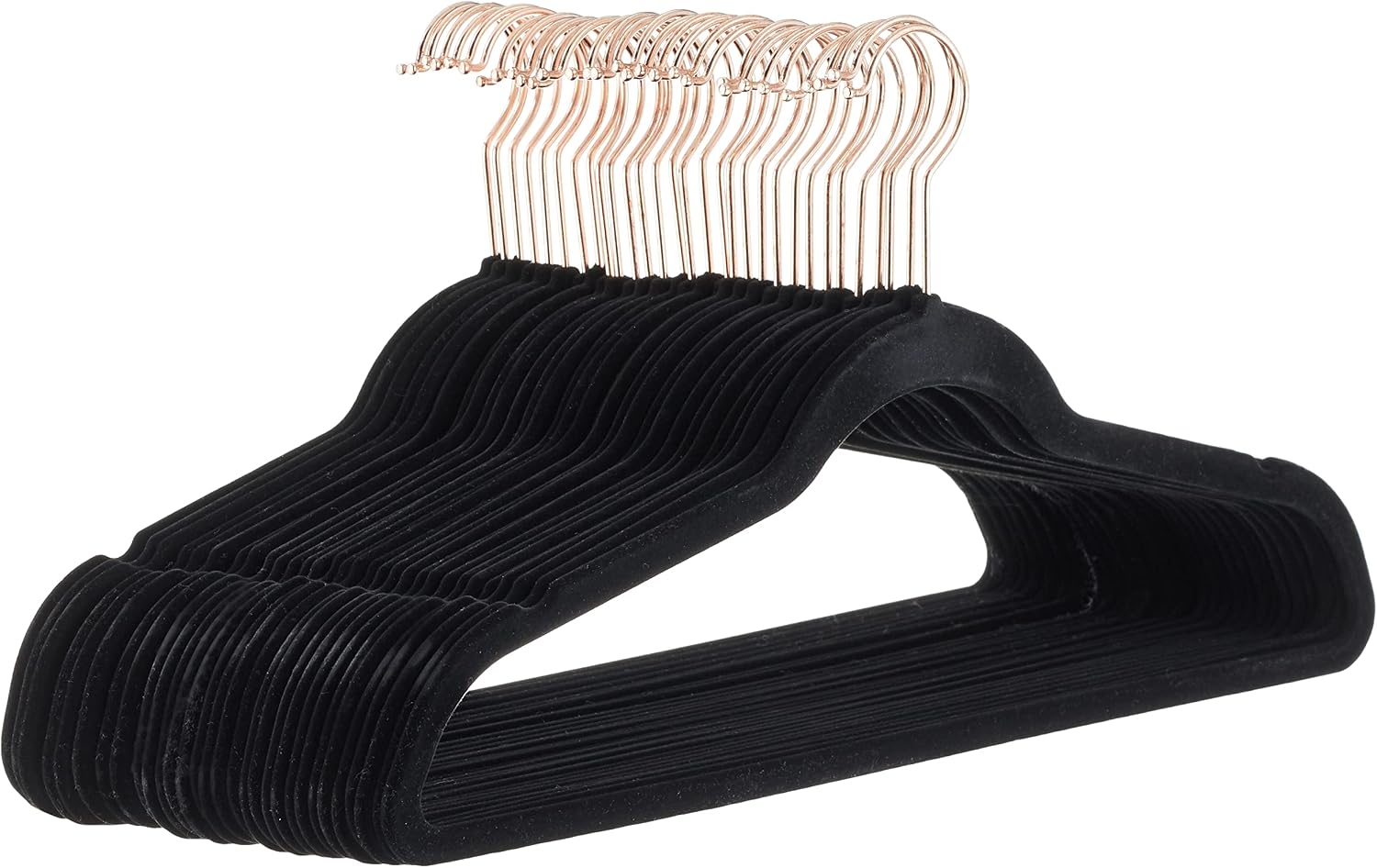 Detalle de Amazon Basics Kleiderbügel aus Samt, 30 Stück – Schwarz/Roségold