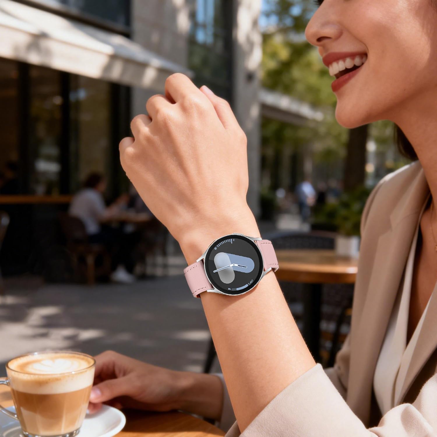 Detalle de Bracelet cuir 20 mm NEMUALL avec fermoir or rosé pour Huawei Watch GT 3/GT 2, Honor Magic Watch 2 & Galaxy Watch (bracelet de remplacement)