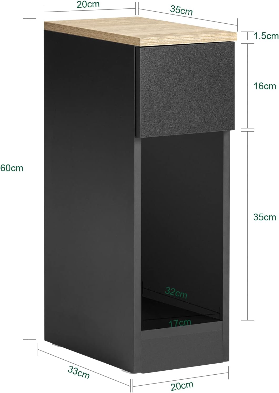 Detalle de SoBuy FBT111-SCH mesita estrecha 35 cm