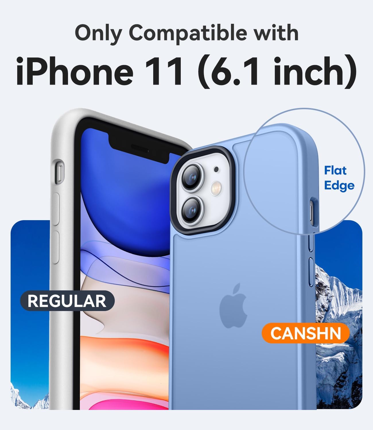 Detalle de CANSHN Cover Opaca per iPhone 11, Bordo Quadrato, Custodia Traslucida Opaca Antigraffio