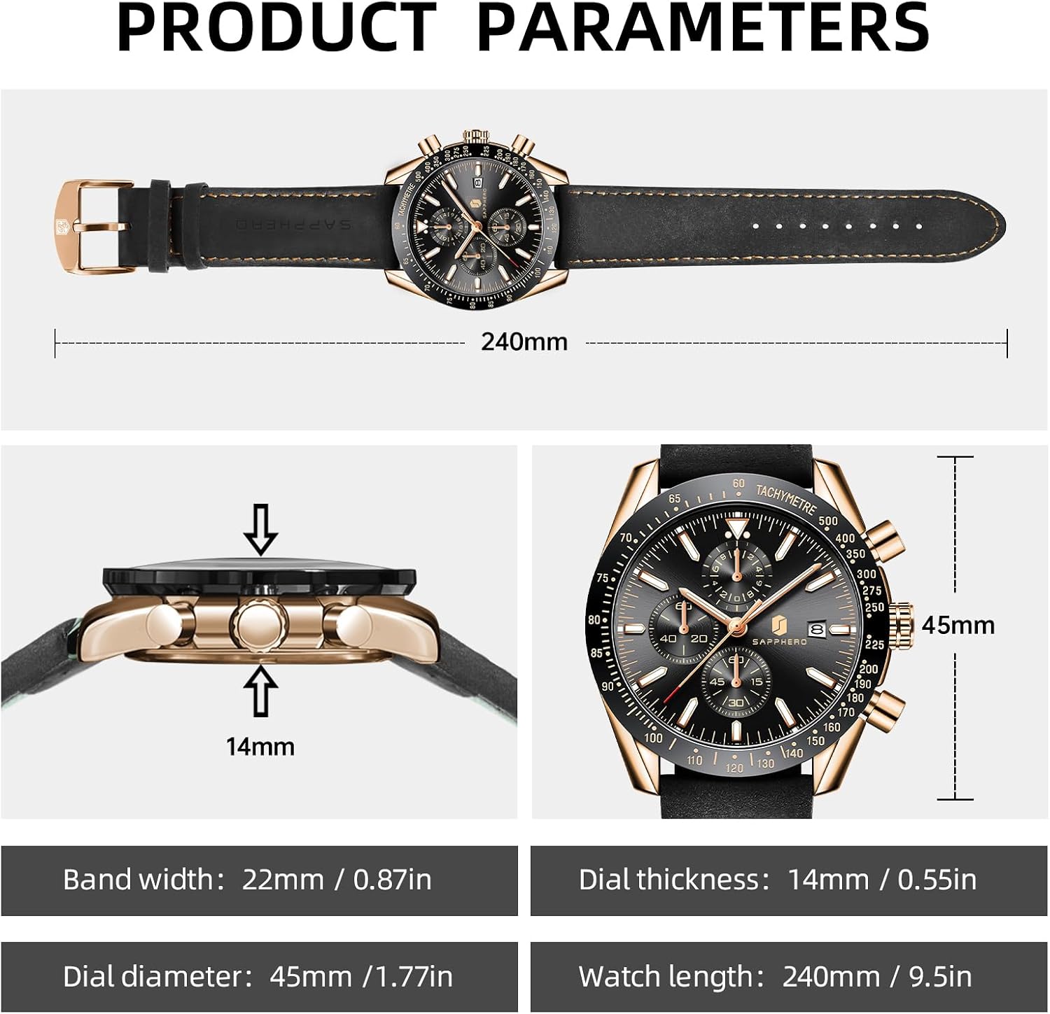 Thumbnail 5 de BENYAR BY-5140 Herren-Chronograph Uhr mit Datum