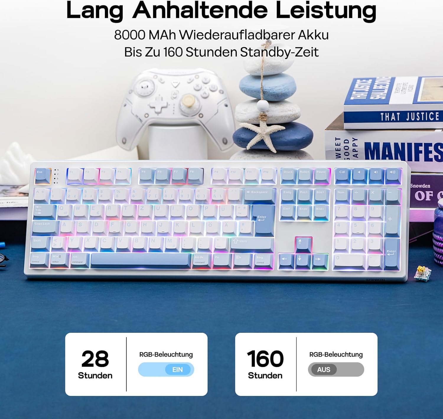 Thumbnail 5 de EPOMAKER TH108 ISO-DE Full-Size Mechanische Tastatur – Deutsches Layout, Kabellos, Hot-Swap