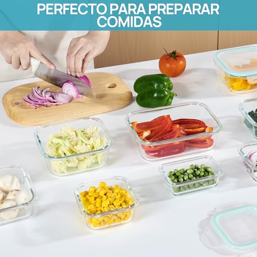 Thumbnail 3 de Vtopmart set de 8 recipientes de cristal para alimentos (herméticos, apilables y reutilizables)